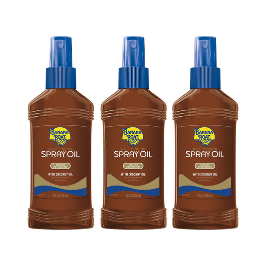 Banana Boat Deep Tanning Oil Spray, 8oz | Moisturizing Dark Tanning Oil for Sun Tan, Contains No Sunscreen, 8oz (Pack of 3)