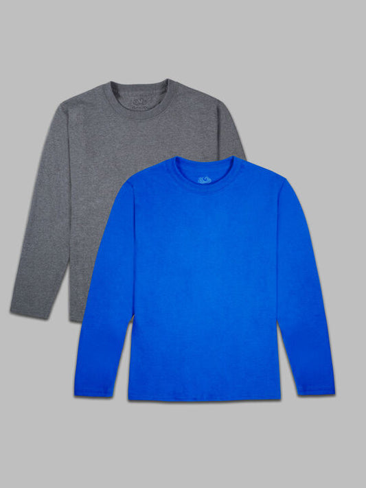 Fruit Of The Loom Boys' Supersoft Long Sleeve T-Shirt, 2 Color Pack Size 2XL