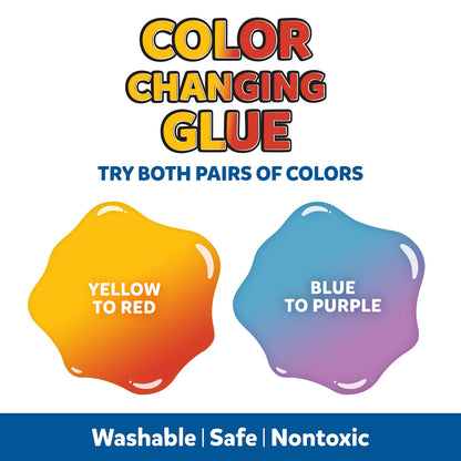 Elmer's Color Changing Liquid Glue, Great for Making Slime, Washable, Blue to Purple, 5 Ounces