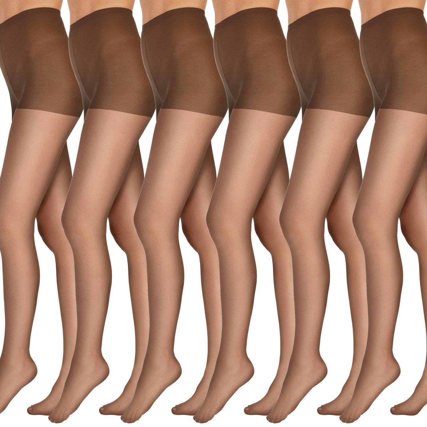 L'eggs Everyday Control Top Sheer Toe Pantyhose for All Day Comfort, 100% Nylon, Off Black, Size Q (Pack of 6)