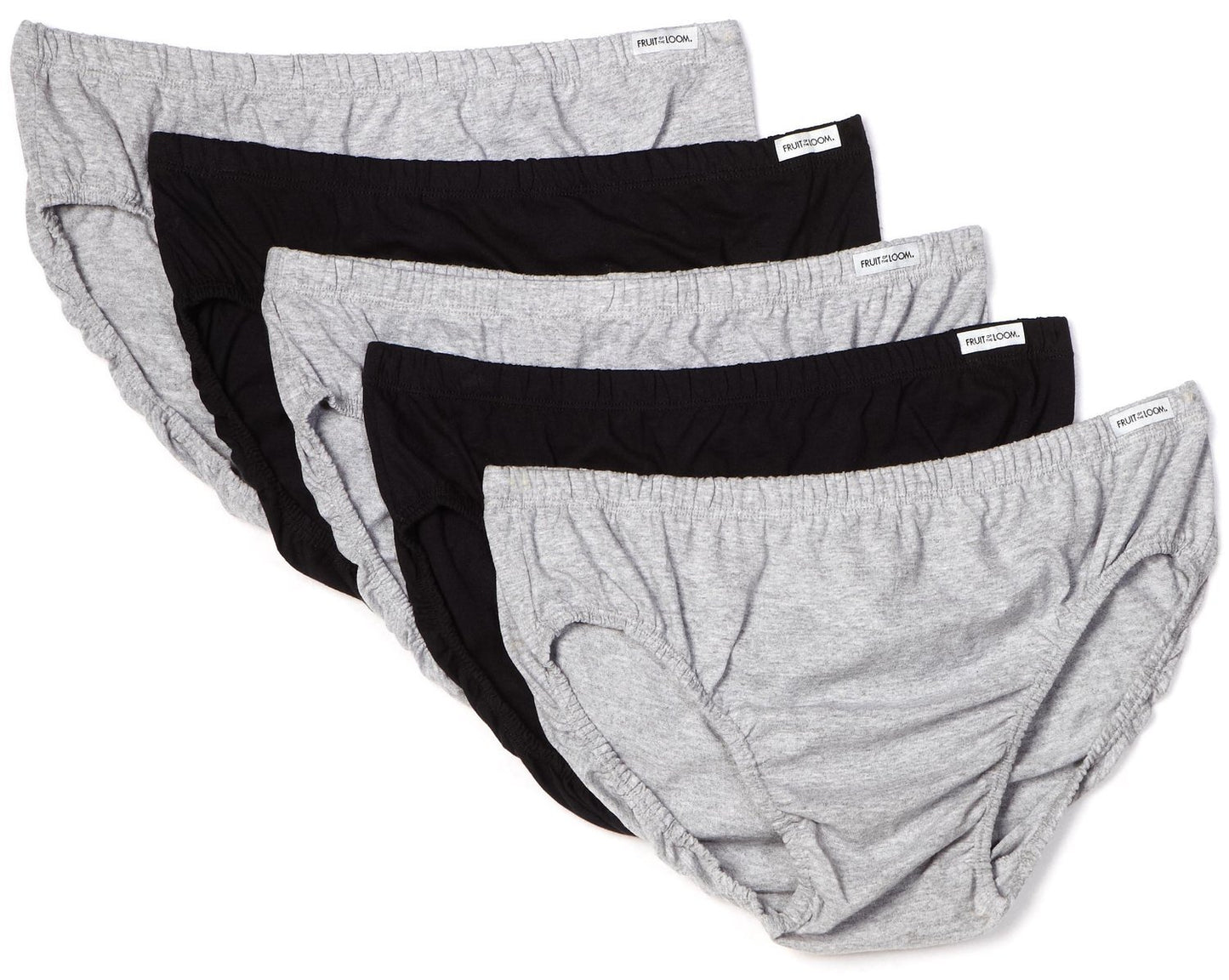Fruit of the Loom Men`s 5-Pack Black/Grey No-Fly Sport Briefs, FTL-5FSBBG1, L