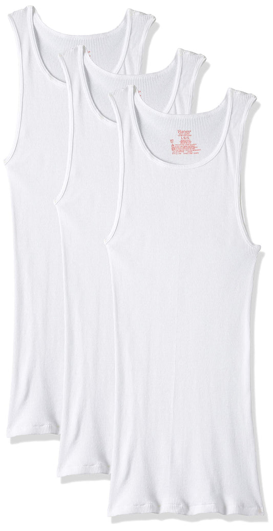 Hanes Men's 3 Pack Ultimate Tagless Tank (XX-Large Tall, White)