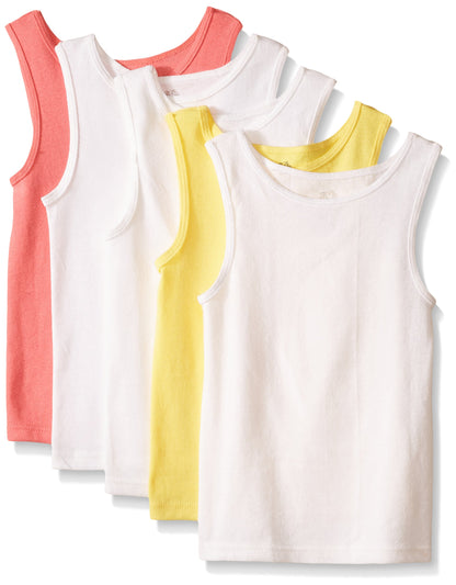 Fruit of the Loom Girls' Tank, Wardrobe, 5 pk, Assorted, 2T/3T