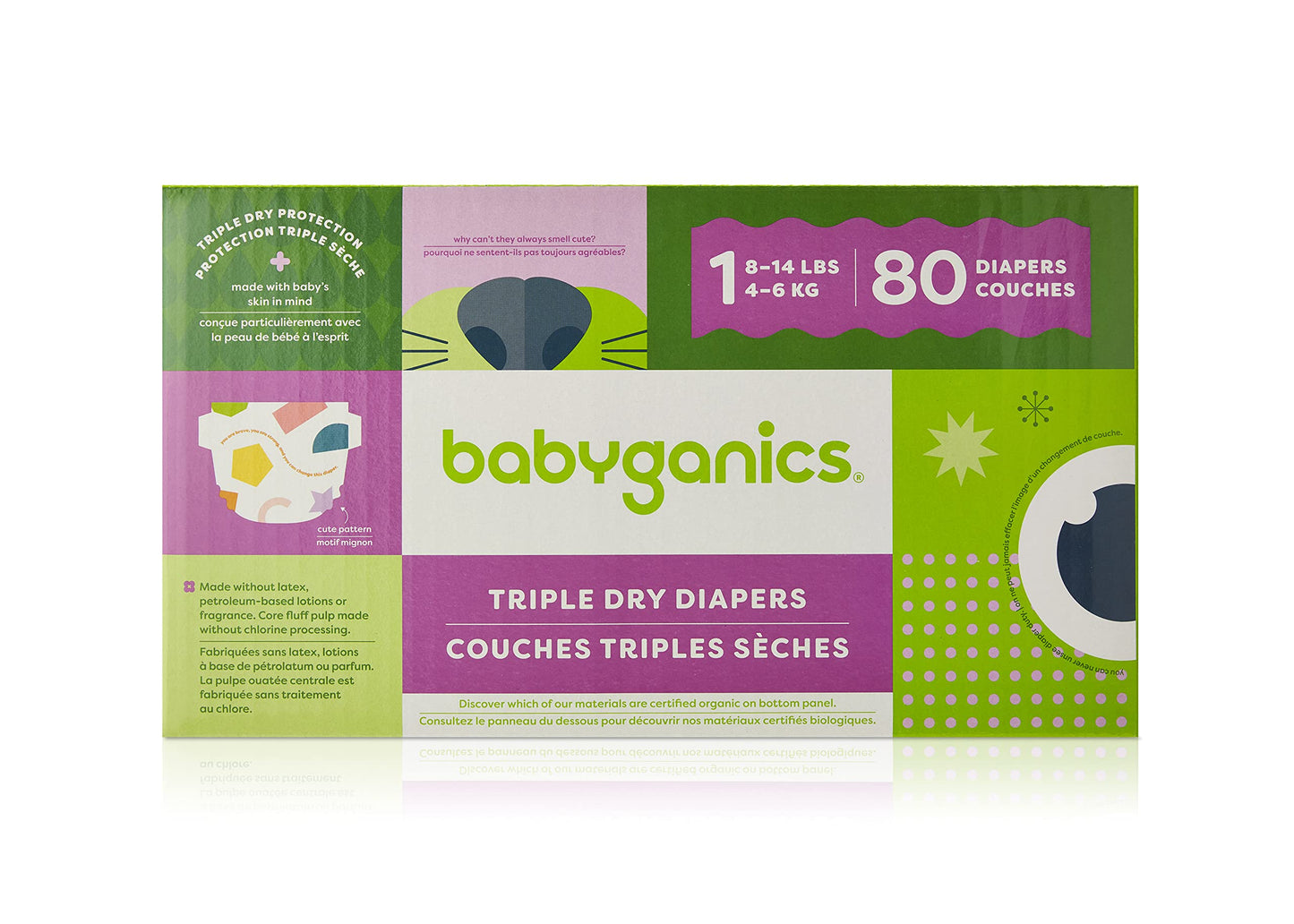 Babyganics Diapers, Size 1, 80 ct, Ultra Absorbent Diapers