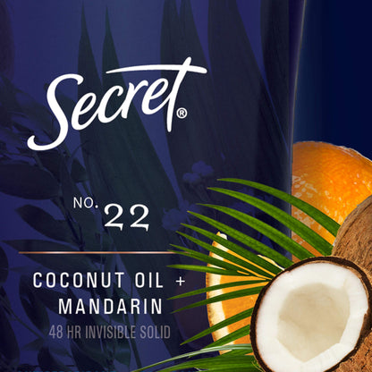 Secret Antiperspirant Deodorant for Women With Pure Essential Oils, Paraben Free, Coconut Oil & Mandarin Scent, 2.6 Oz