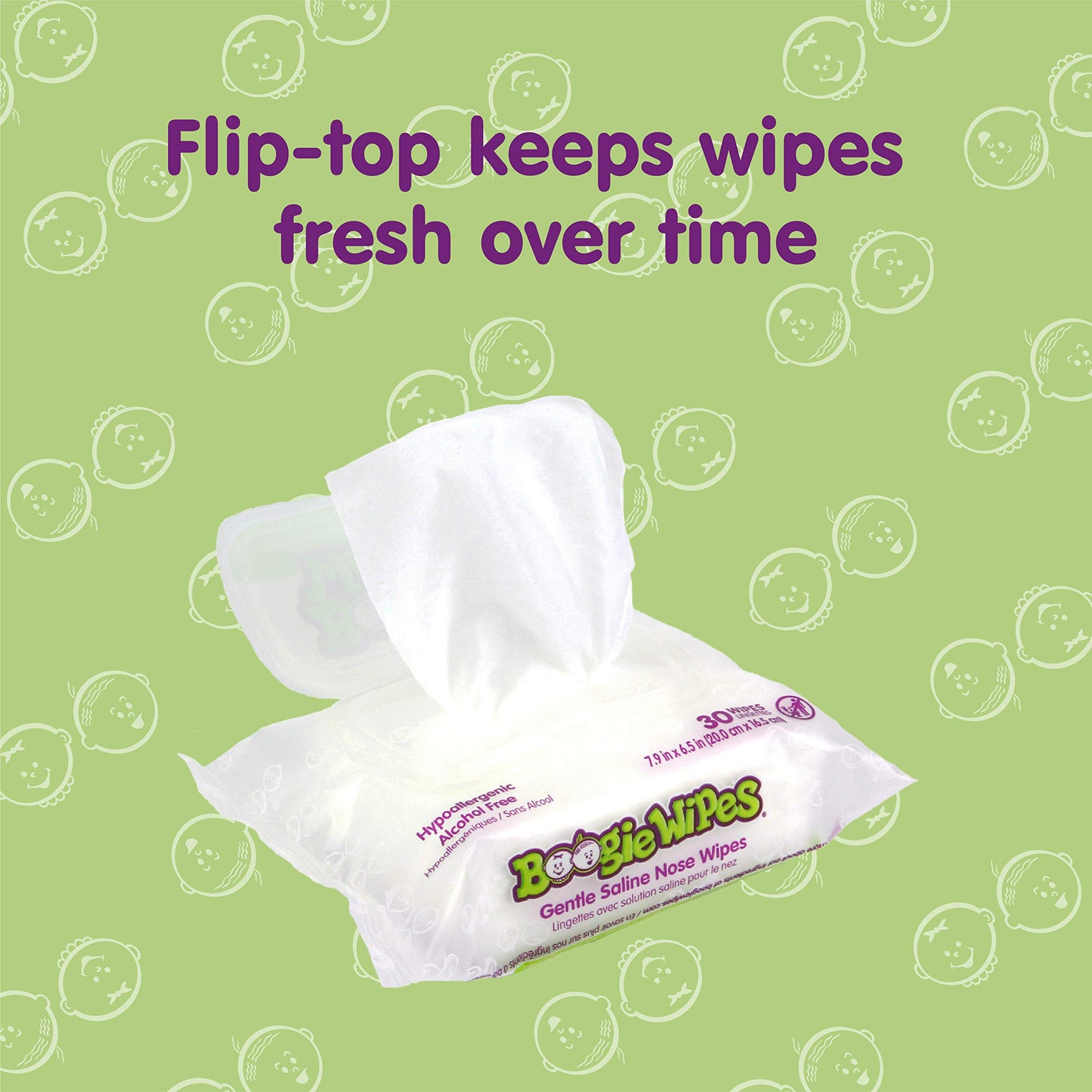 Boogie Wipes, Saline Wipes for Baby & Kids, Nose Booger Wipes for Allergy Relief, Face, Hand & Body, Made with Vitamin E, Aloe and Natural Saline, Unscented, 45 Count (Pack of 2)