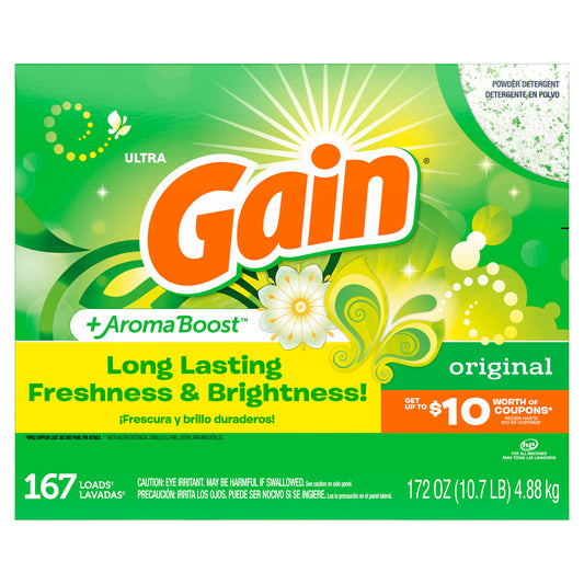 Gain Powder Laundry Detergent, Original Scent, 172 Oz (Packaging May Vary)