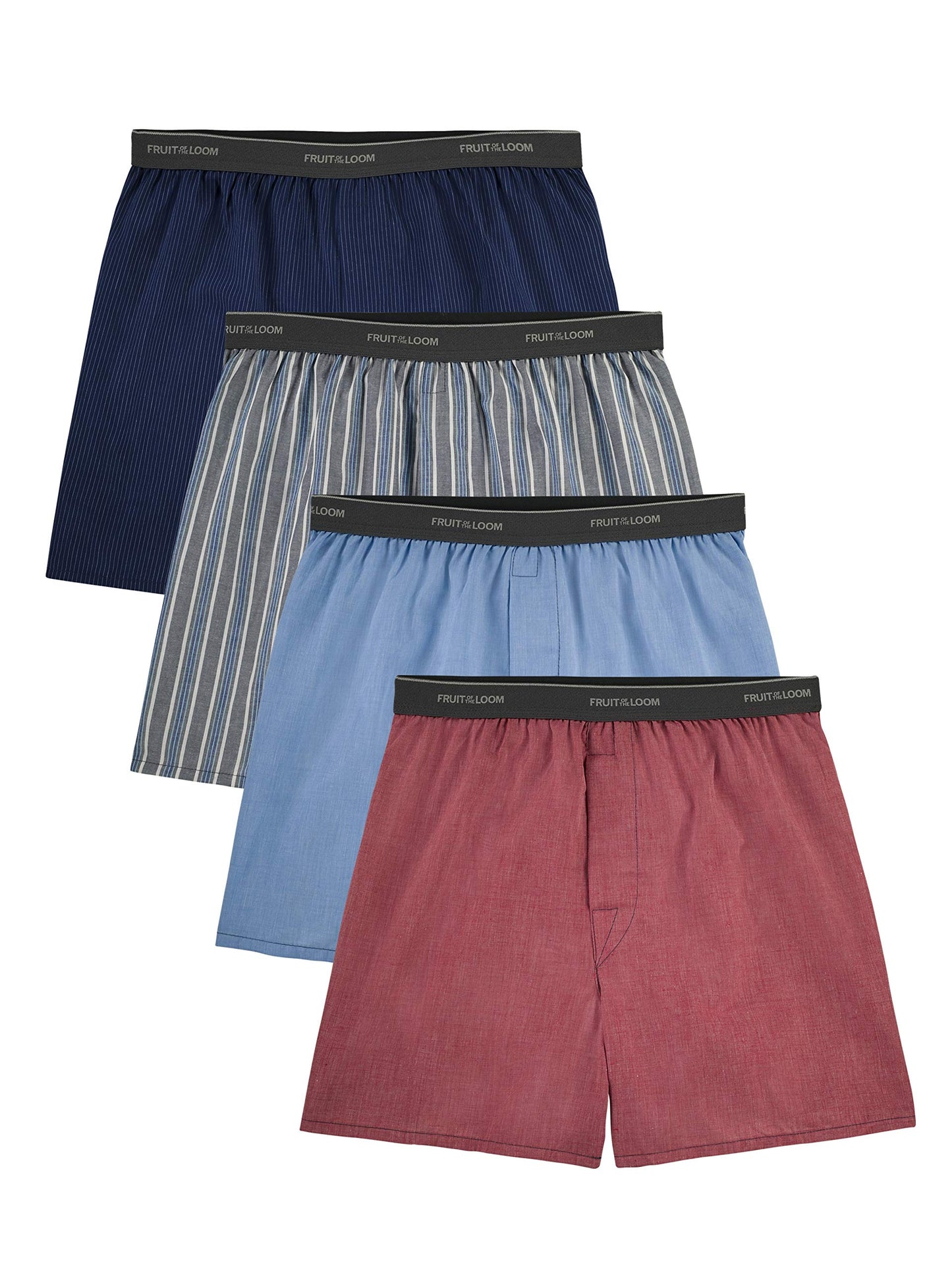 Fruit of the Loom Men's Woven Tartan and Plaid Boxer Multipack, Exposed Waistband - Assorted (5 Pack), 2X-Large