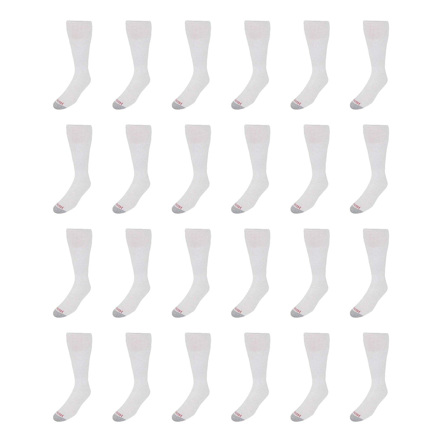 Hanes mens Double Tough Over the Calf Tube Sock, 12-pair Pack athletic socks, White/ Grey Toe , Shoe size 6-12