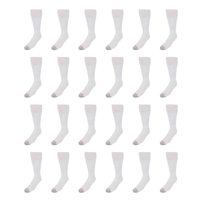 Hanes mens Double Tough Over the Calf Tube Sock, 12-pair Pack athletic socks, White/ Grey Toe , Shoe size 6-12
