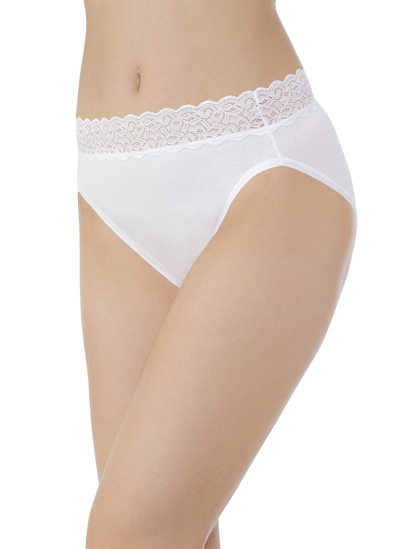Vanity Fair Women's Flattering Lace Cotton Stretch Panties, Hi Cut-Heather Grey, 9