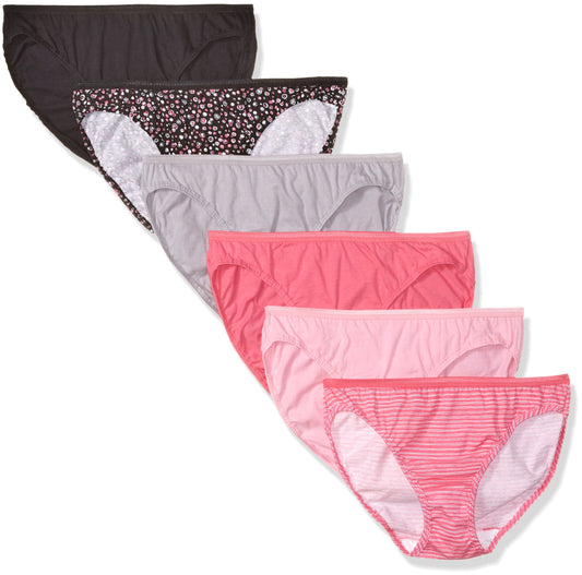 Fruit Of The Loom Women's 6-Pack Cotton Bikini Panties, Assorted 2, Medium (6)
