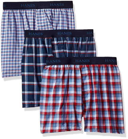 Hanes Big Boys' Ultimate ComfortSoft Plaid Boxers (3 Pack) (Medium (8-10), Assorted)