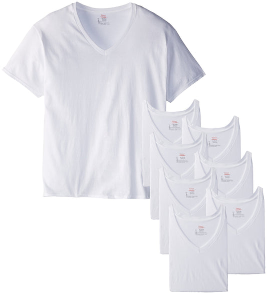 Hanes Men's 8-Pack Big V-Shirt, White, XX-Large