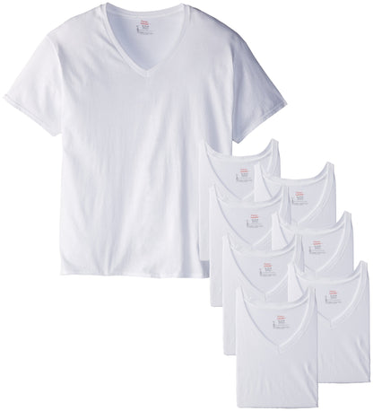 Hanes Men's 8-Pack Big V-Shirt, White, XX-Large
