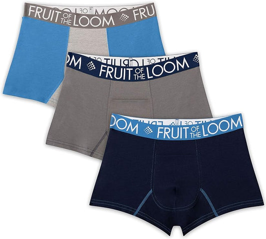 Fruit of the Loom Men's Trunks, Short Leg Boxer Briefs Assorted Colors 3 Pack