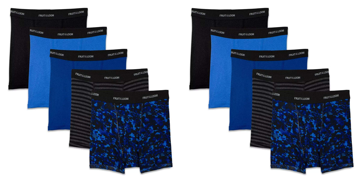 Fruit of the Loom Boys' Boxer Briefs Signature Collection 10 Pack M