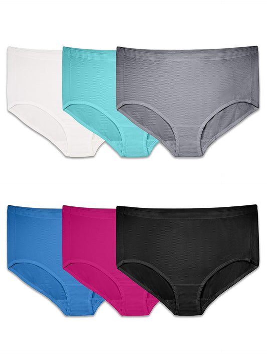 Fruit of the Loom womens Fit for Me Plus Size Underwear Briefs, Brief - Breathable Micro Mesh Assorted, 10 US