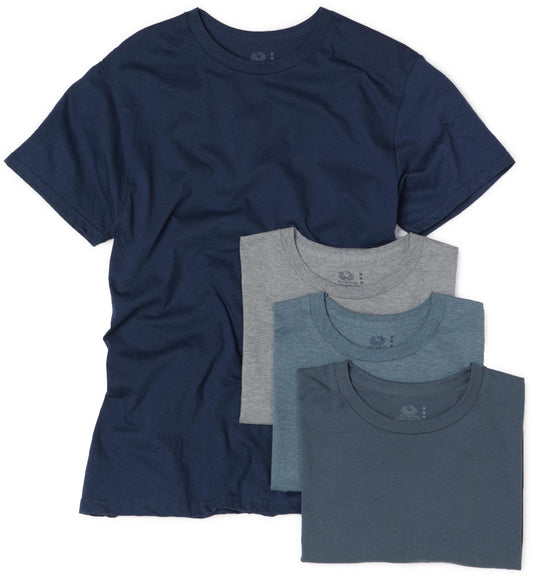 Fruit of the Loom Men's Crew Neck T-Shirt (Pack of 4), Assorted Blues and Grays, XX-Large