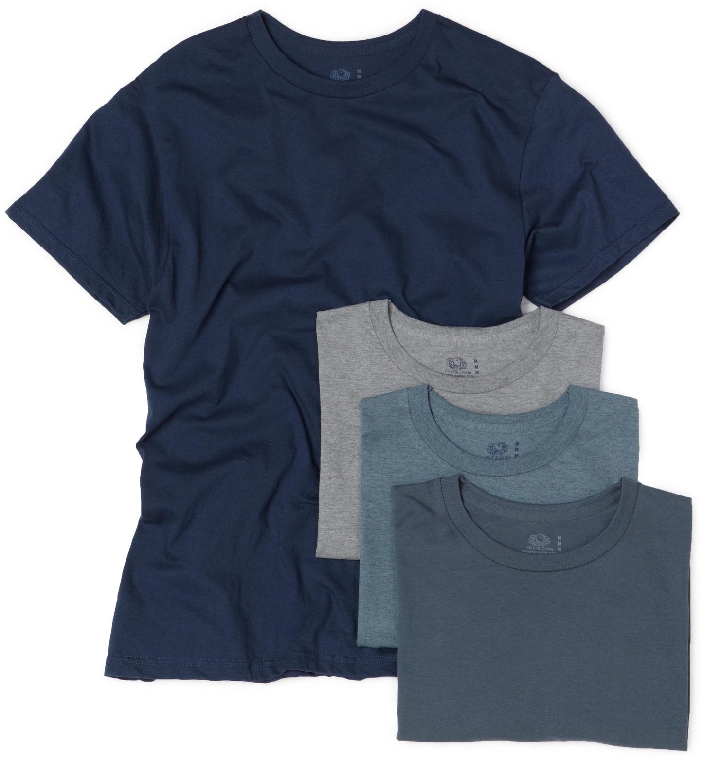Fruit of the Loom Men's Crew Neck T-Shirt (Pack of 4), Assorted Blues and Grays, XX-Large