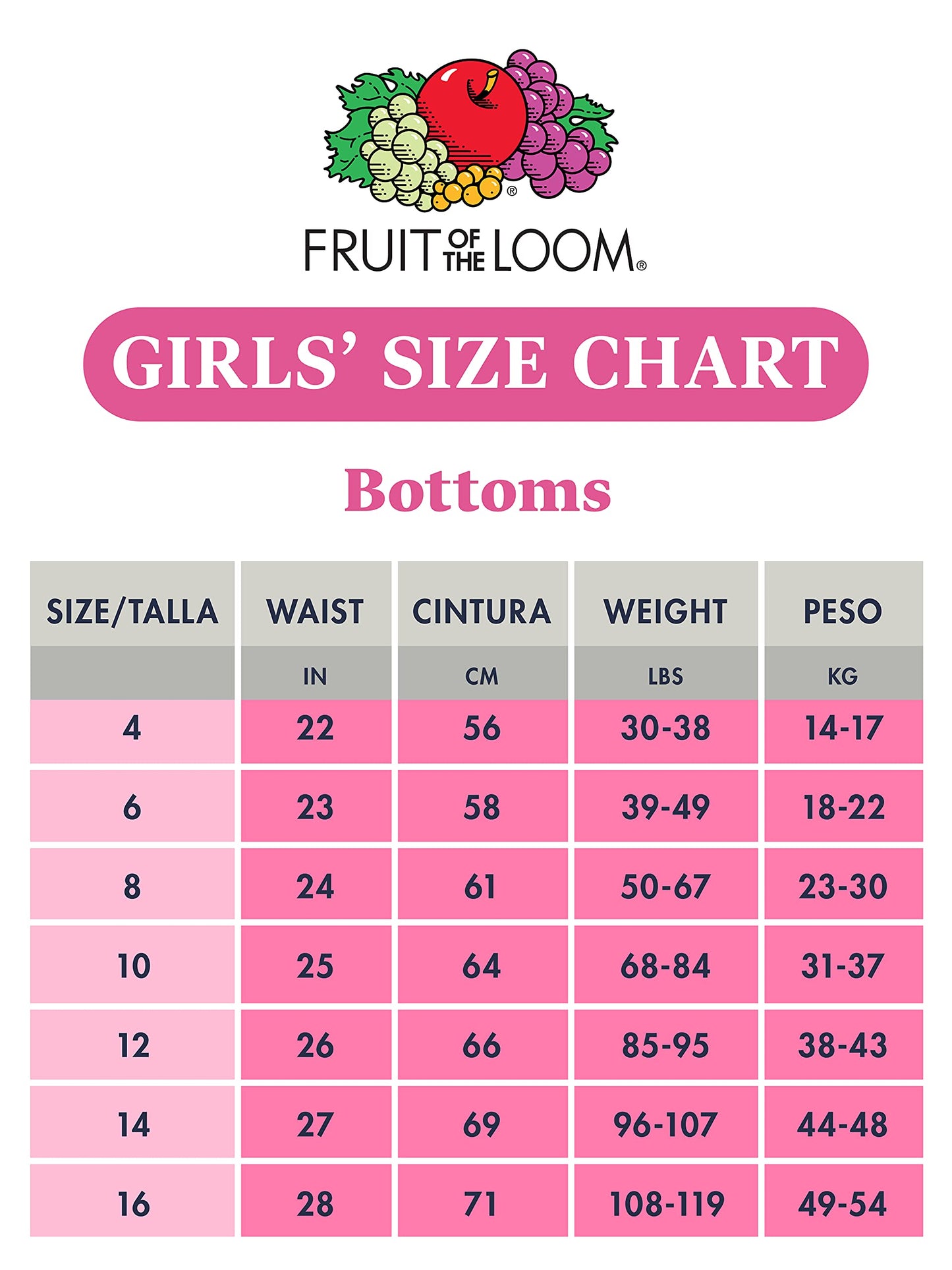 Fruit of the Loom Girls' Tag Free Cotton Brief Underwear Multipacks, Brief-20 Pack-Black/Pink/Grey, 8