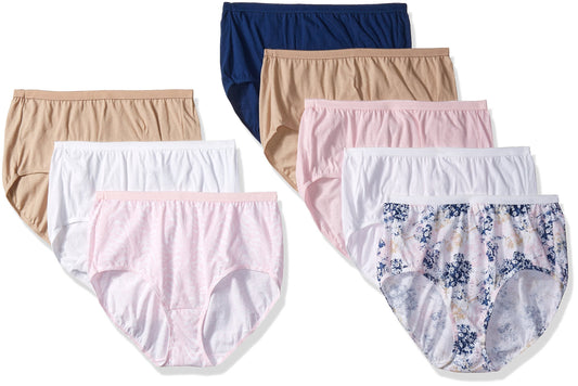 Just My Size Women's 8-Pack Cotton Brief Panty, Assorted, 13