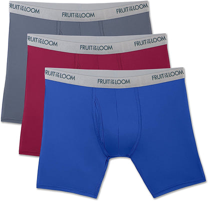Fruit of the Loom Men's 12-Pack Everlight Boxer Briefs Breathable Blend (Large (36-38) Assorted