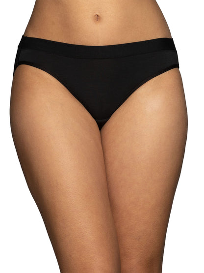 Vanity Fair Women's Beyond Comfort Bikini Panties, Silky Stretch-3 Pack-Black, 9