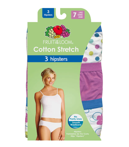 Fruit of the Loom 3pk Cotton Stretch Assorted Hipster - 9