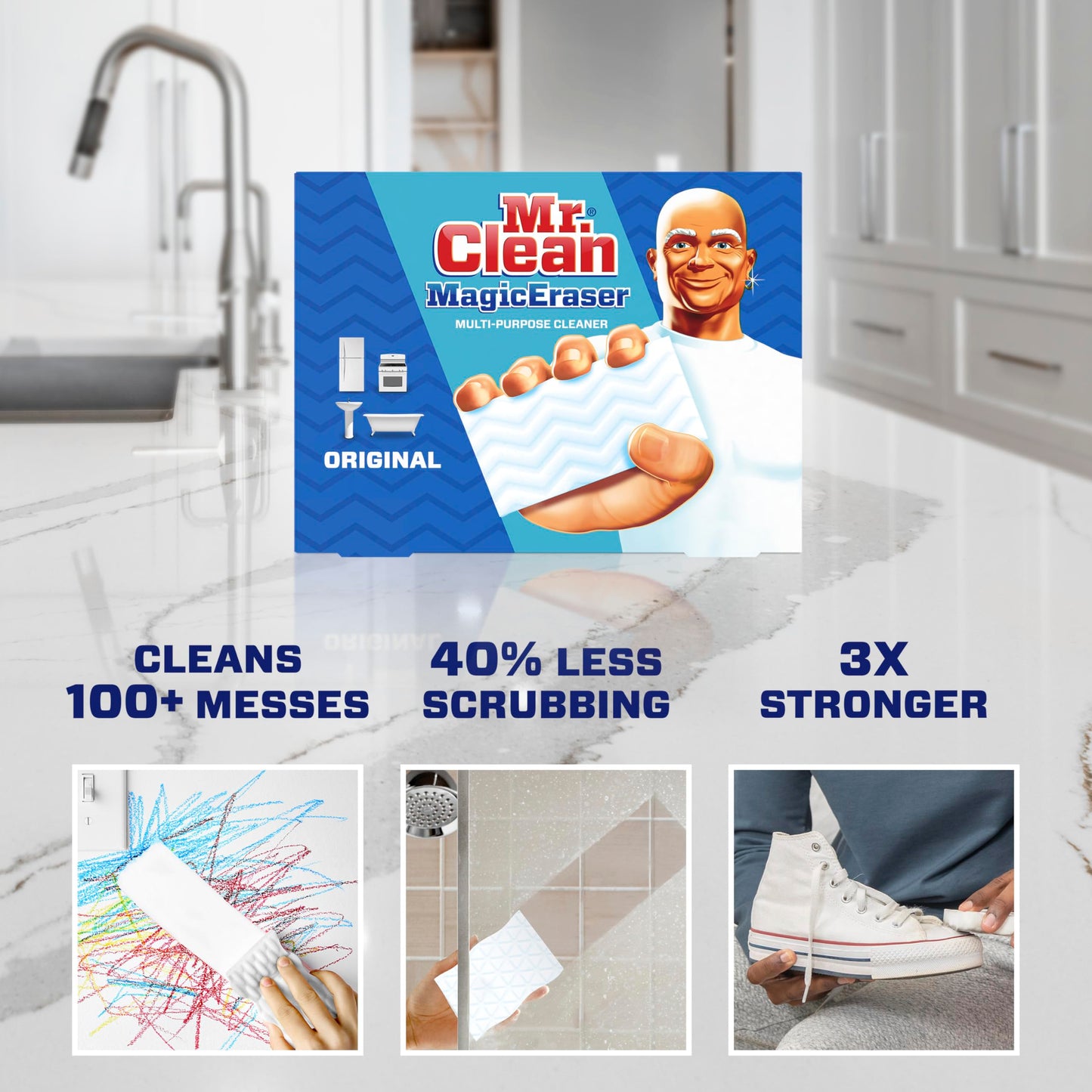 Mr. Clean Magic Eraser Original, Cleaning Pads with Durafoam, 9 Count