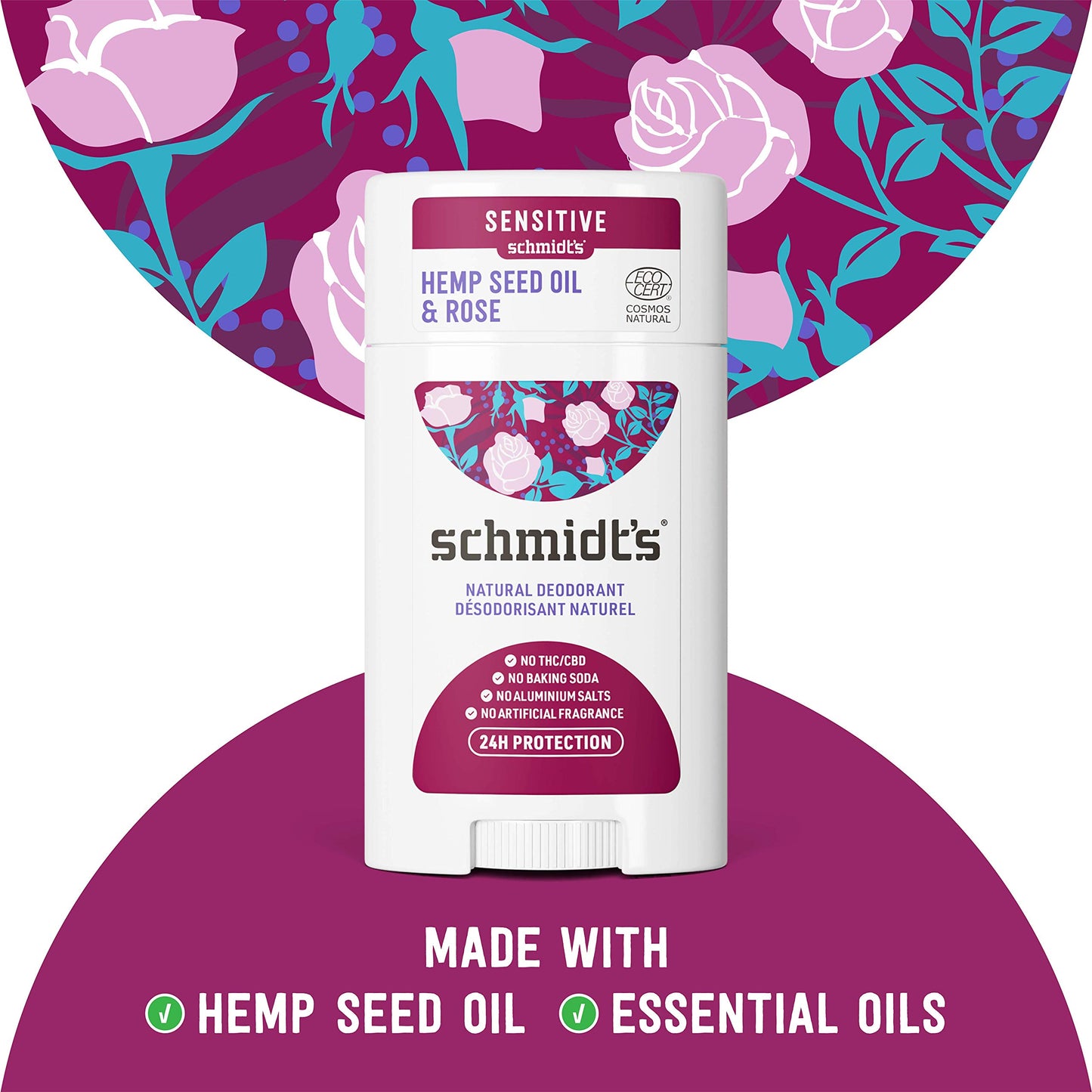 Schmidt's Deodorant For Odor Protection Rose + Black Pepper Aluminum Free Deodorant 2.65 oz