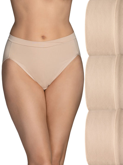 Vanity Fair Women's Beyond Comfort Hi Cut Panties, Seamless Waist-Black, 9