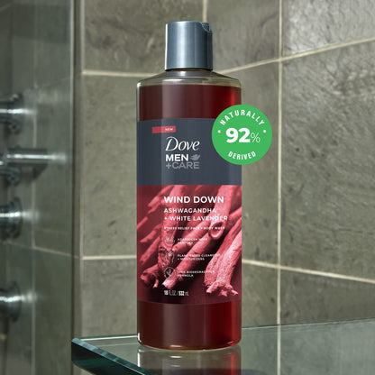 DOVE MEN + CARE Face + Body Wash For Men Wind Down Ashwagandha + White Lavender 18 oz 4 Count
