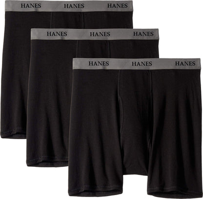 Hanes Core Cotton Platinum Boxer Briefs Pack White LG