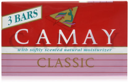 Camay Classic 3 Bath Bars Per Package With Softly Scented Natural Moisturizer (18-Pack, 4.0oz / 113g each Bar, Camay Romantic Red with Natural Moisturizer)