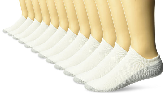 Fruit of the Loom Men's 12 Pack No Show Socks, White, Shoe Size: 6-12