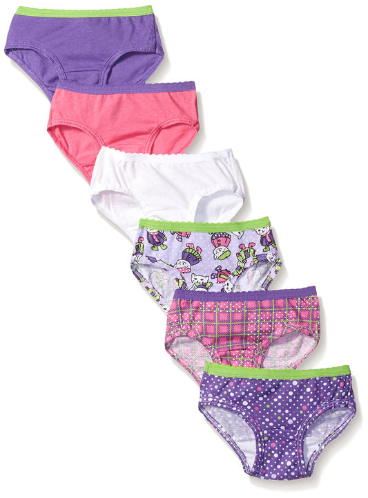 Fruit of the Loom Girls' Little 6 Pack Assorted Hipster, 4T