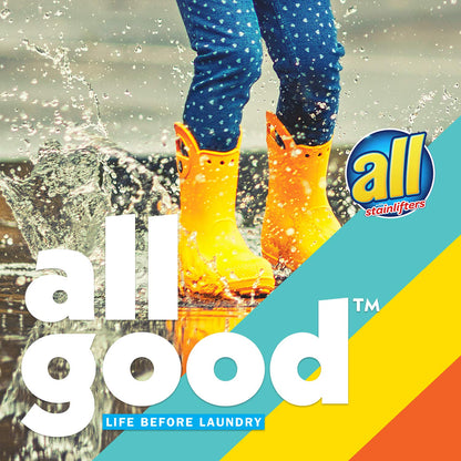 all Mighty Pacs Laundry Detergent, 4 in 1 Stainlifter, Tub, 60 Count, Pack of 2, 120 Total Loads