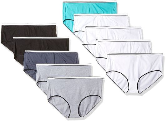 Hanes Women's 8 Pack Cotton Stretch Brief (Bonus +2), Assorted, 6