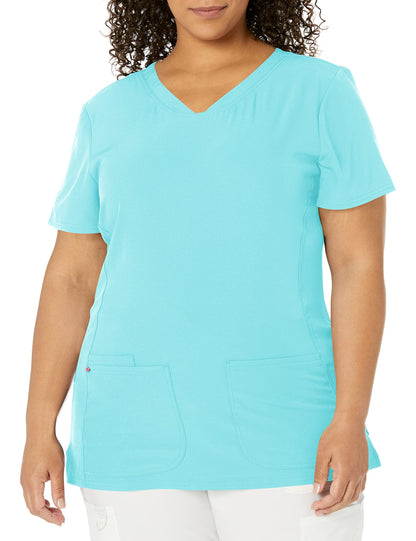 HeartSoul Women's Pitter-Pat V-Neck Scrubs Shirt, Khaki, XX-Small