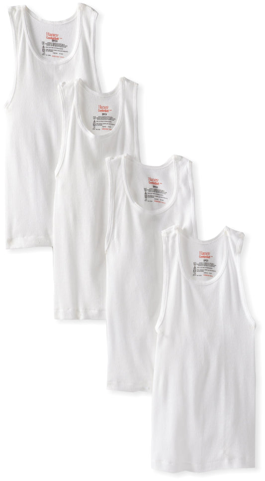 Hanes Big Boys' Platinum Tank Top (Pack of 4), White, Medium