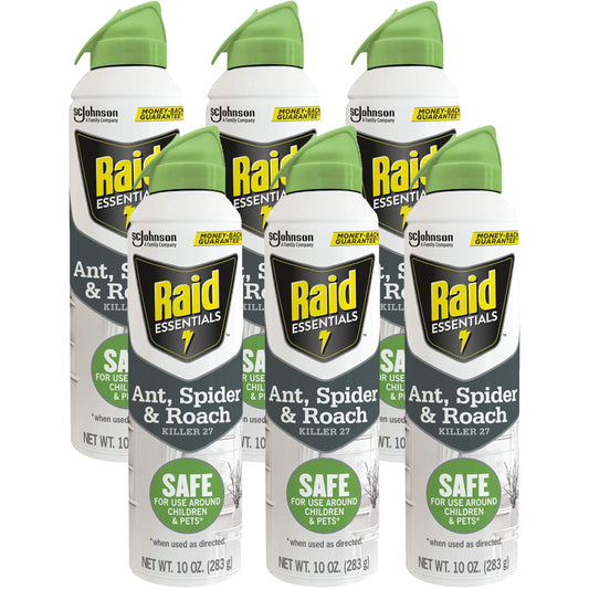 Raid Essentials Ant Spider, and Roach Killer Aerosol Spray, Child & Pet Safe, Kills Insects Quickly, 10 Ounce, 6 Pack (6), 331877