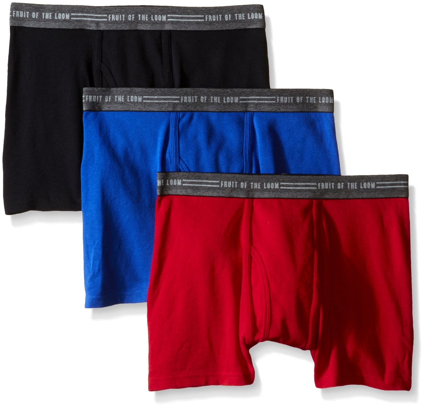 Fruit of the Loom Men's Everyday Active Black Gray Trunk Boxer Brief, Black/Gray, Small(Pack of 3)