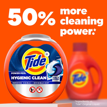 Tide Hygienic Clean Heavy 10x Duty Power PODS Laundry Detergent Soap Pods, Original, 41 count, For Visible and Invisible Dirt