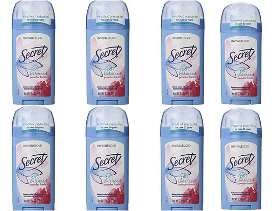 Secret Invisible Solid Powder Fresh Scent Antiperspirant & Deodorant 2.6 Oz (Pack of 8)