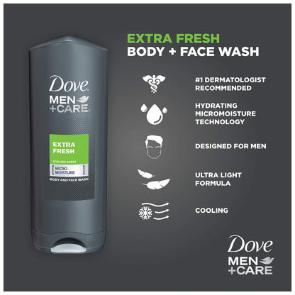 Dove Men+Care Body Wash, Extra Fresh, 18 Fl Oz(Pack of 3)