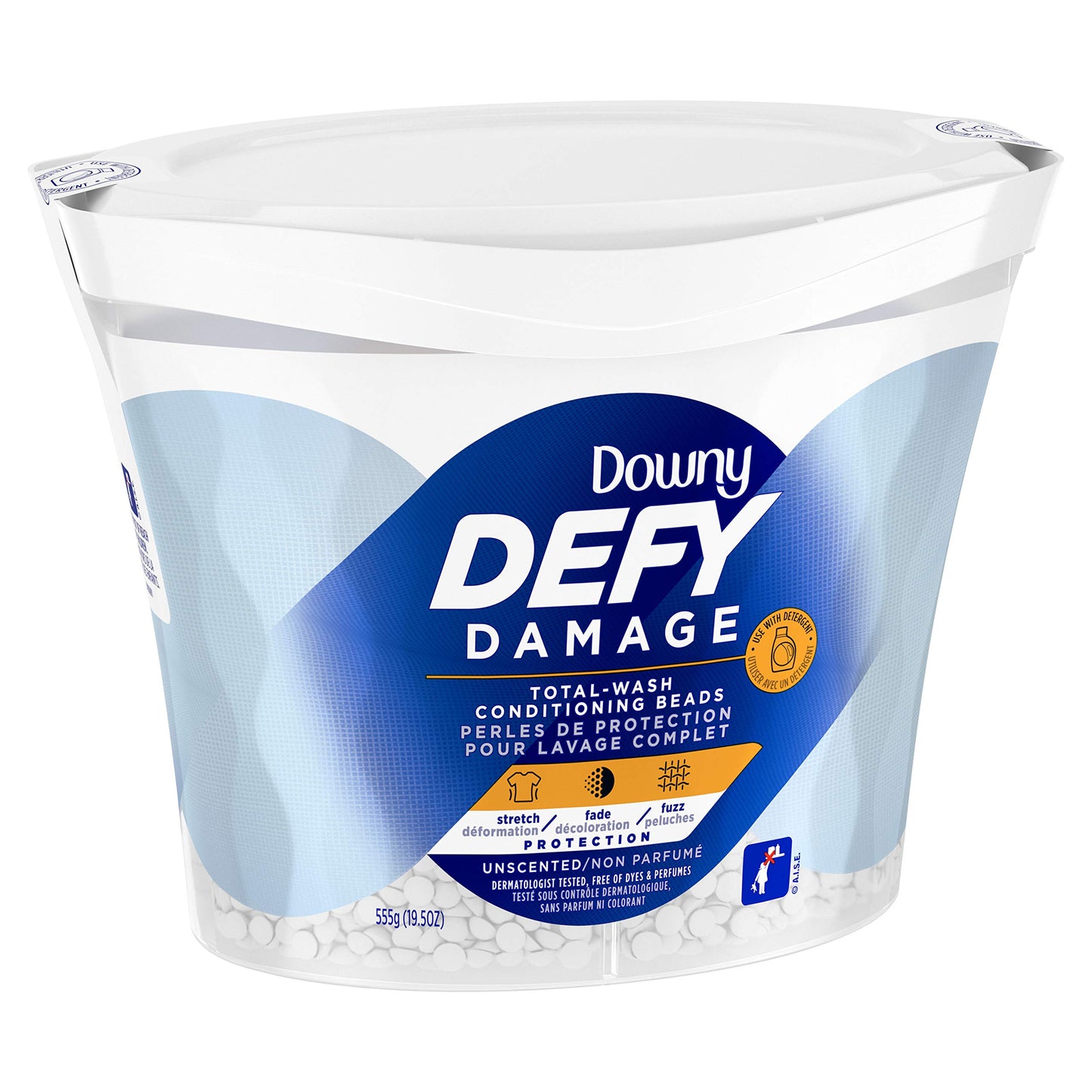 Downy Fabric Softener Beads, Defy Damage, Unscented, 19.5 Ounce