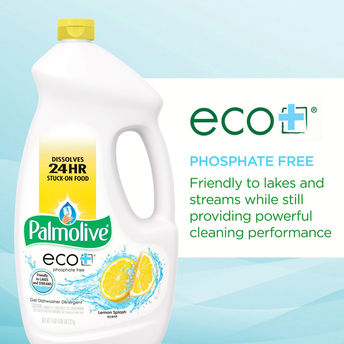 Palmolive - 142706 PALMOLIVE eco+ Lemon Splash Automatic Dishwashing Gel, Dish Soap, 75 Fluid Ounce Bottle (Case of 6) (Model Number: 42706CT)