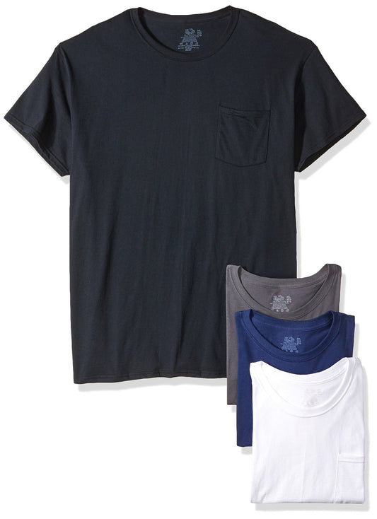 4pk Assorted colors Pocket T-Shirt - 4pack, Black/Grey, Pocket T-Shirt - L