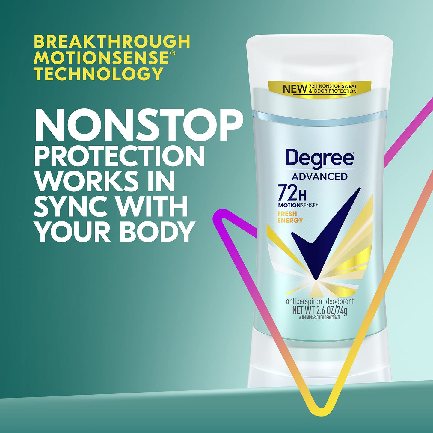 Degree Women Antiperspirant Deodorant Stick, Fresh Energy, 2.6 Ounce (Pack of 2)